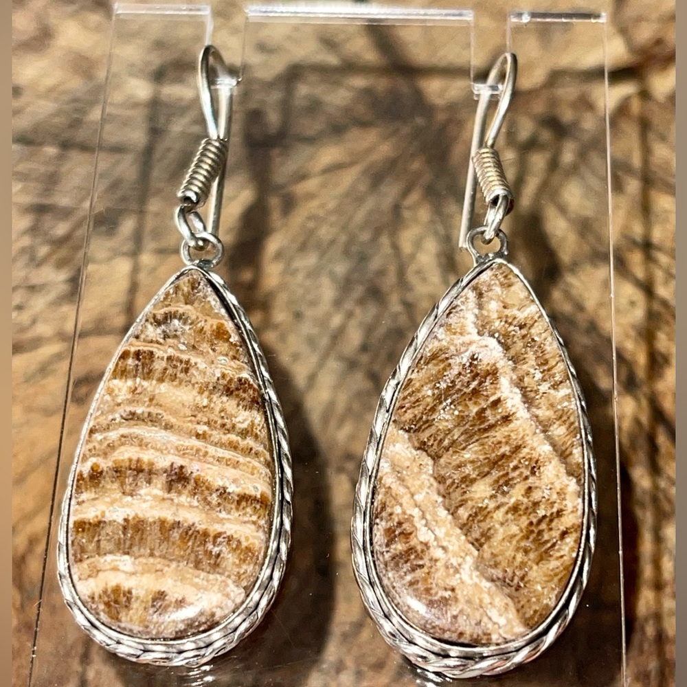 Teardrop Shape Aragonite Earrings 2”